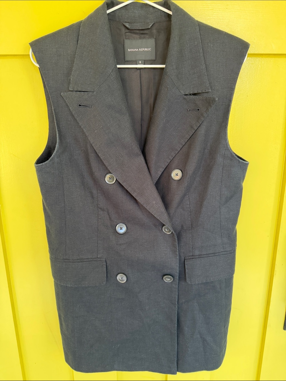 Banana Republic Double-Breasted Sleeveless Blazer Vest in Charcoal